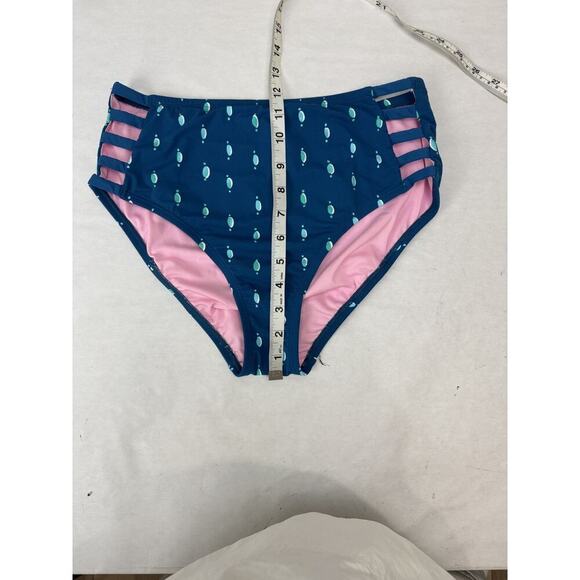 Lilly Pulitzer Rumy Bikini Bottoms Cutout Macaw Blue Coconut Row Dot NWOT Size 4 - Picture 3 of 7